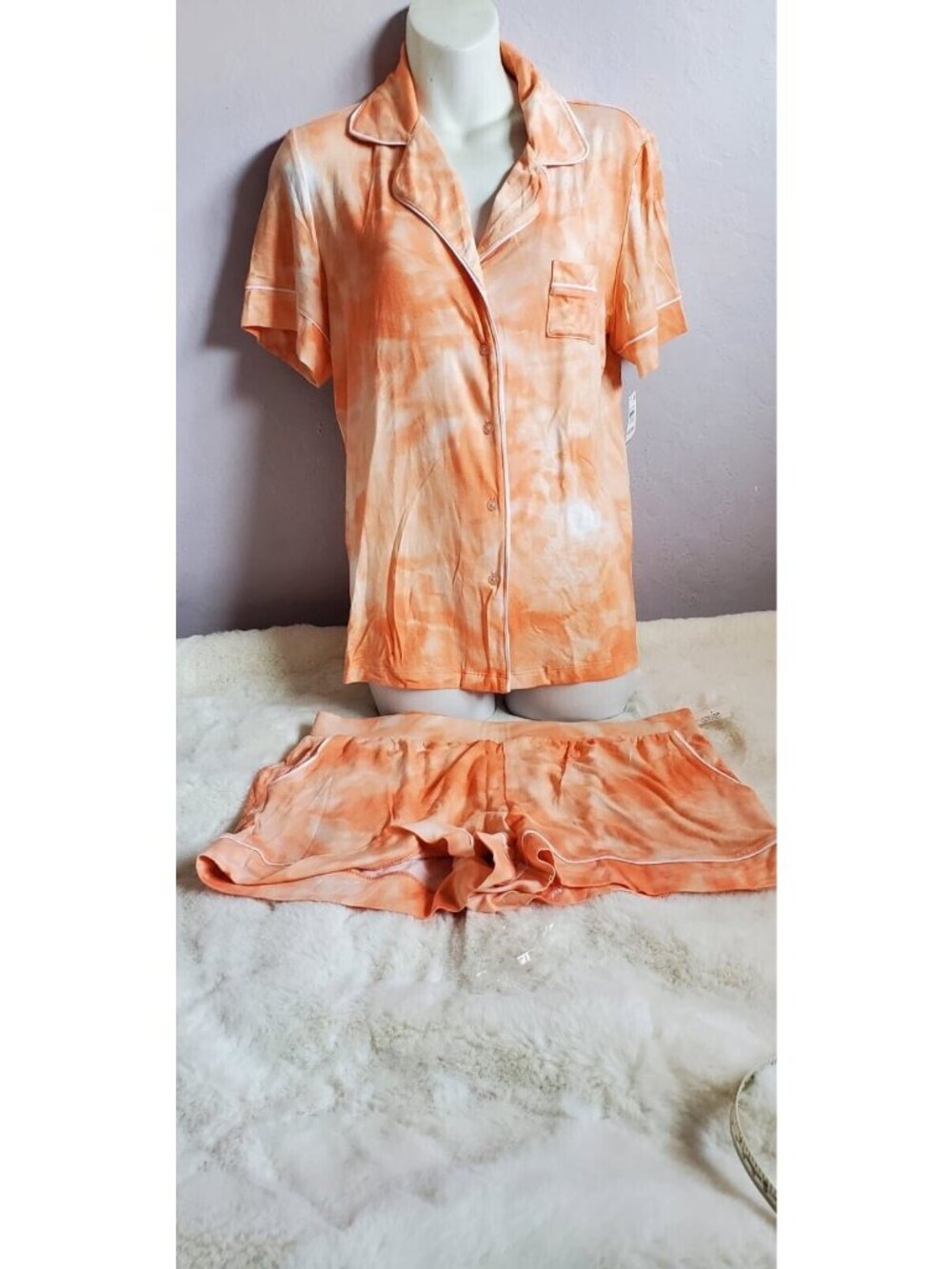 Alfani Intimates Medium Cloudy Peach Summer Pajama Set Short